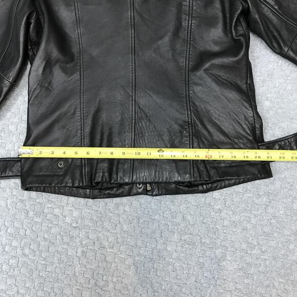 Jones New York Jacket Womens Medium Black Genuine Leather Pockets Style 38949 - Picture 9 of 12